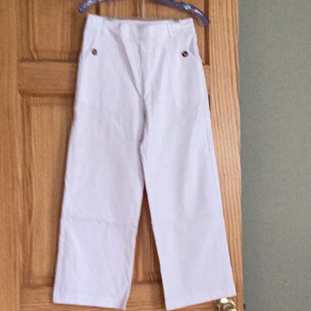 Stretch twill cropped wide leg pants - Small petite